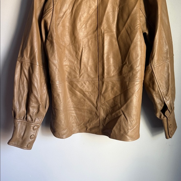 GANNI LAMB LEATHER BUTTON DOWN CARAMEL 4 - Picture 9 of 11